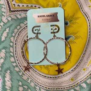 Gold Star Hoop Earrings